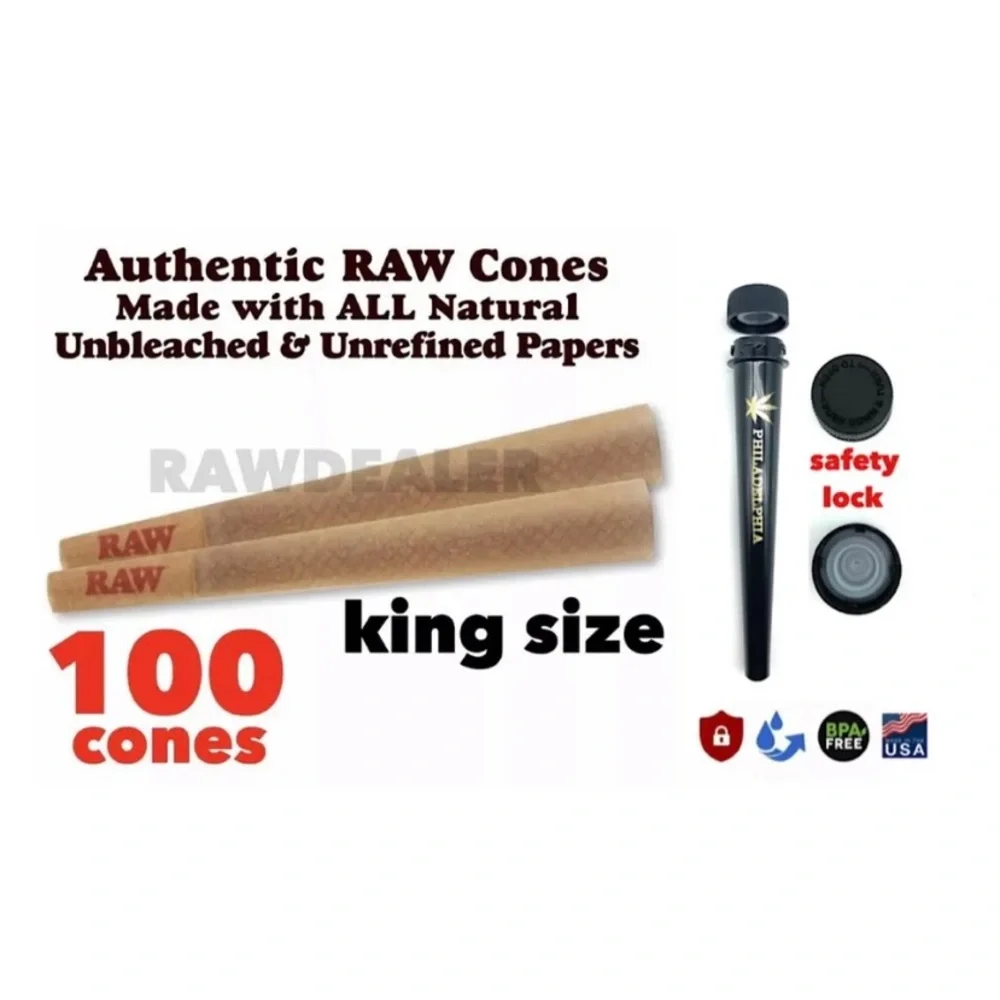 RAW cone king size classic pre rolled 100PK with smell proof tube - Picture 7 of 7